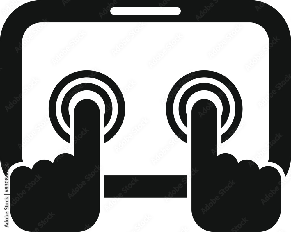Poster touchscreen device interface icon for modern digital technology user interaction and control. design