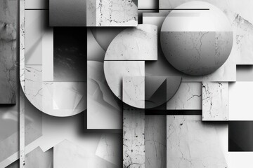 Contemporary Geometric Patterned Design in Gray Tones -
Elegant Abstract Background with Overlapping Shapes. Ai Generativ 
