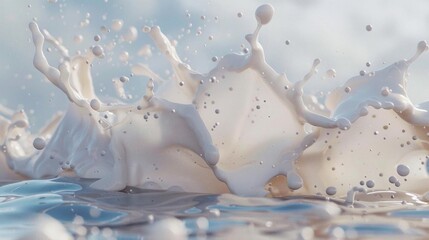 Close-up photography of a water surface with a splash of milk.
