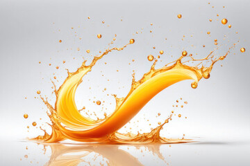 Aesthetic Abstract Splashing Orange Liquid on White Background. Ai Generativ 