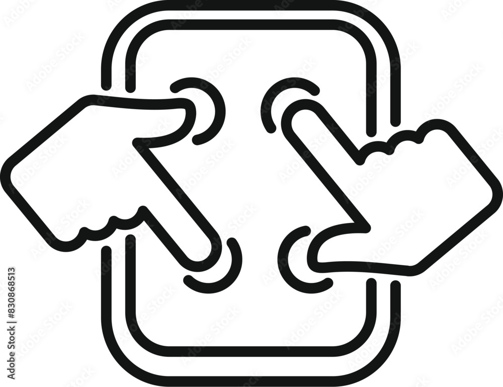 Poster modern touchscreen gestures icon in black and white line art vector outline design for mobile interf