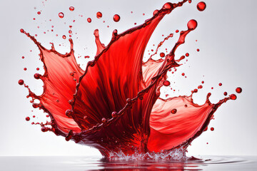 Elegant Red Liquid Splash Explosion Isolated on White Background - Generativ AI 