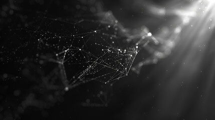Abstract polygonal space low poly dark background with connecting dots and lines ,Futuristic global network connection structure , Cyber security digital data flow