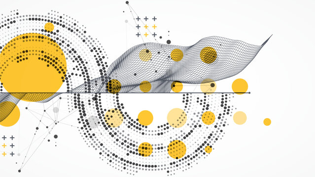 recommend clip art: The abstract wave is made in a frame style with half tone element. Template for science and technology presentation. Hand drawn vector art.