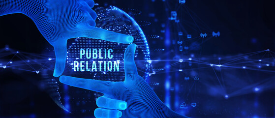 PR Public relations concept. Communication advertising marketing strategy. 3d illustration