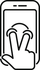 Line art icon depicting a double tap gesture on a mobile device screen