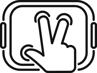 A line art icon showcasing a touch gesture with two fingers for interactive interfaces
