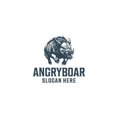 Angry boar logo vector illustration