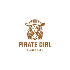 Pirate girl logo vector illustration