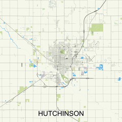 Hutchinson, Kansas, United States map poster art