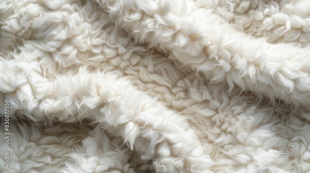 Poster A detailed view of a pile of white wool. Ideal for textile and craft projects