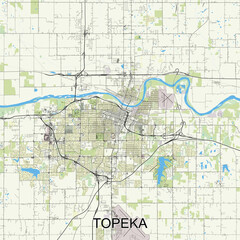 Topeka, Kansas, United States map poster art