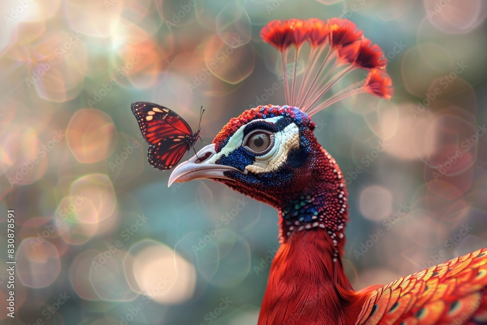 Poster close up of a colorful bird with a blurry background. suitable for nature and wildlife projects