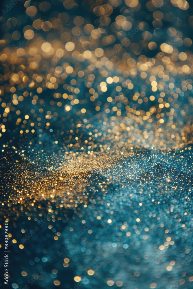 Poster abstract blurry photo of a blue and gold background. suitable for various design projects