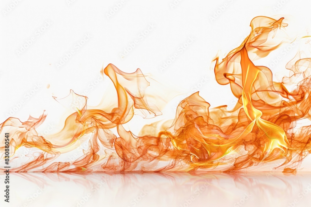 Poster Close-up view of fire burning on a white surface. Suitable for various design projects