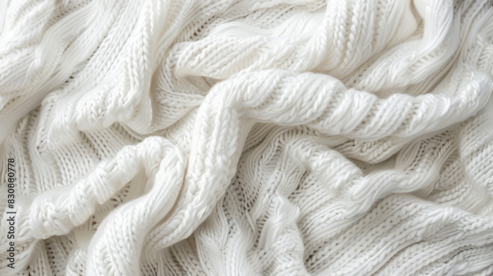 Poster a close-up view of a pile of white yarn. ideal for textile and crafting projects