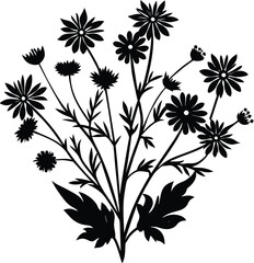 Charming Wildflower Silhouette Vector Illustration
