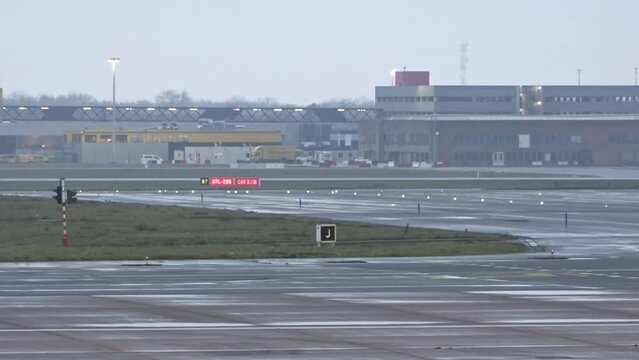 Empty Taxiways Runway at International Airport due to the Coronavirus Covid-19 covid.