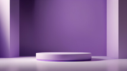 Background podium product display 3D stand platform purple stone, Generative AI