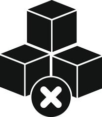 Black and white illustration of threedimensional cubes with a prominent red 'x' cancellation icon