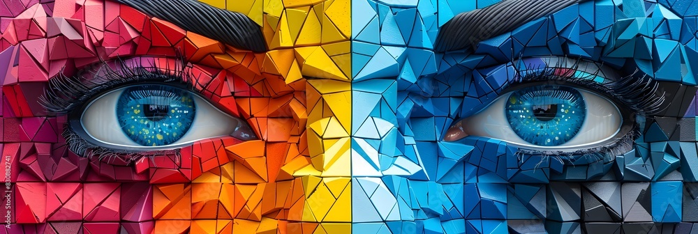 Poster Captivating Chromatic Composition A Mesmerizing Mosaic of Geometric Shapes and Vibrant Colors