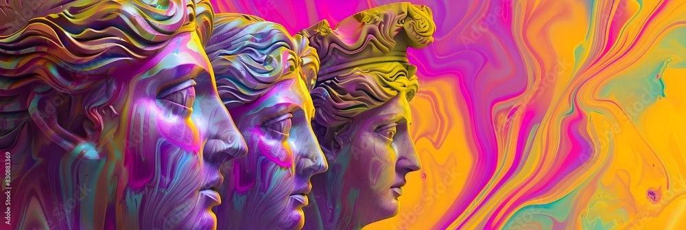 Poster captivating dimensional dreamscape an immersive of color form and the depths of the mind