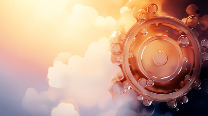 Obraz premium Gear wheels on a golden background, abstract postcard background