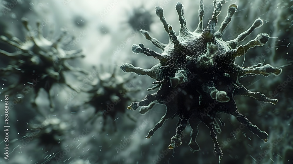 Poster detailed microscopic view of a highly contagious virus or bacteria structure