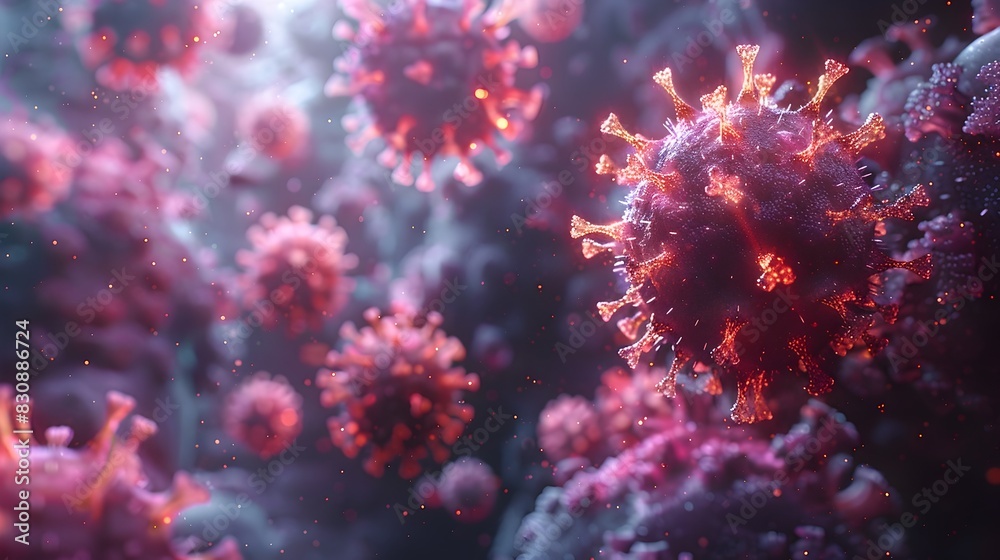 Aufkleber detailed microscopic view of coronavirus molecular structure in digital