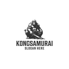 Kong samurai logo vector illustration