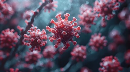 Detailed Microscopic View of Infectious Coronavirus Pathogen During Global Pandemic Outbreak