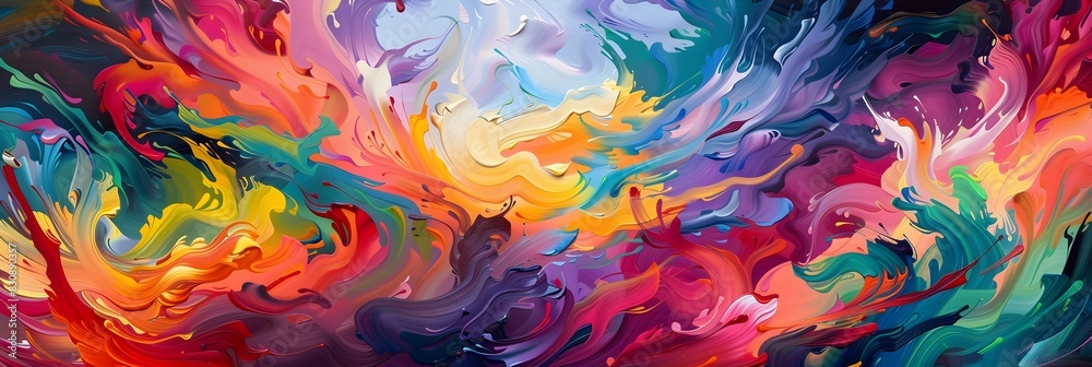 Poster euphoric chromatic explosion mesmerizing fusion of vibrant colors and fluid shapes