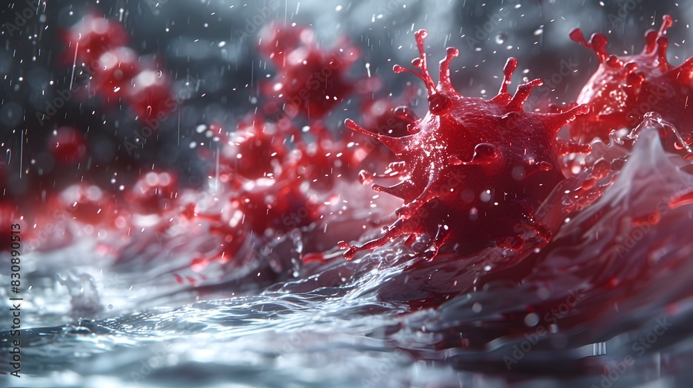 Aufkleber explosive crimson liquid splash captured in dynamic freeze frame motion