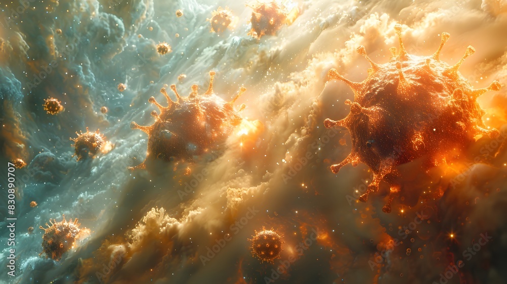 Poster Fiery Cosmic Explosion Illuminating the Enigmatic Depths of the Universe