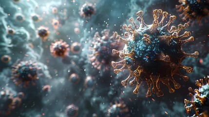 Fototapeta premium Highly Detailed Microscopic of a Pathogenic Virus or Bacteria for Medical and Scientific Use