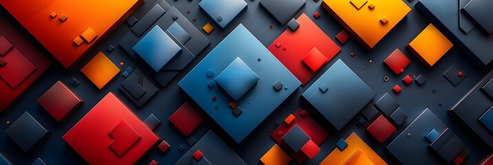 Intersecting Geometric Cubes in Vibrant Contrast