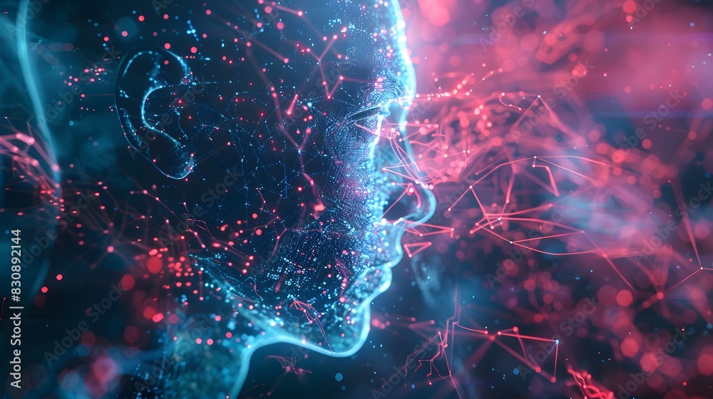 Poster a glitch-ridden artificial intelligence program spiraling out of control, causing havoc in a once or