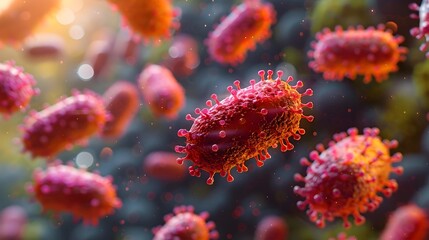 Fototapeta premium Magnified View of Novel Coronavirus Cells Exhibiting Unique Molecular Structure