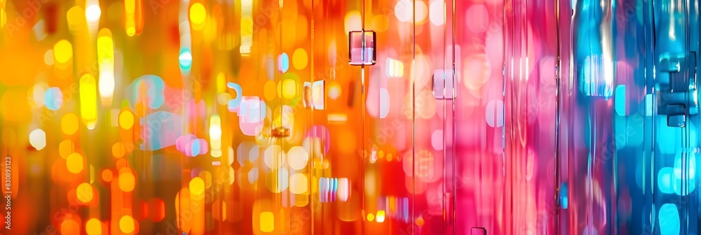 Fototapete mesmerizing abstract multicolored lighting effect with blurred glowing orbs in motion for festive pa