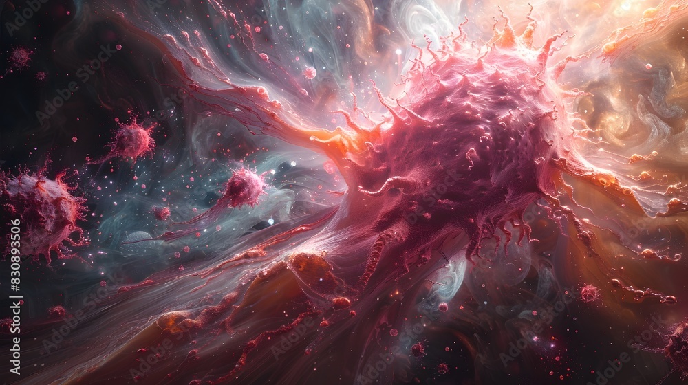 Aufkleber Mesmerizing Cosmic Explosion of Vibrant Energetic Plasma Cloud in Interstellar Space