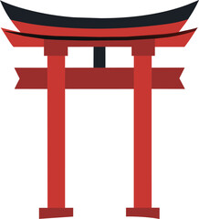 Japanese retro traditional architecture torii gate illustration