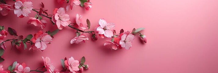 Fototapeta premium a pink background with pink flowers on it
