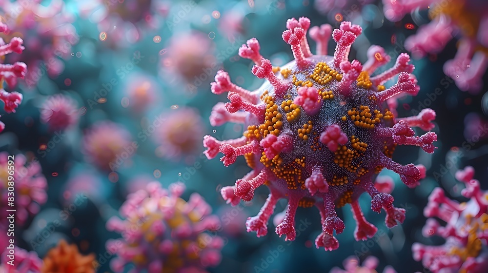Aufkleber microscopic view of dangerous coronavirus cell structure during global pandemic