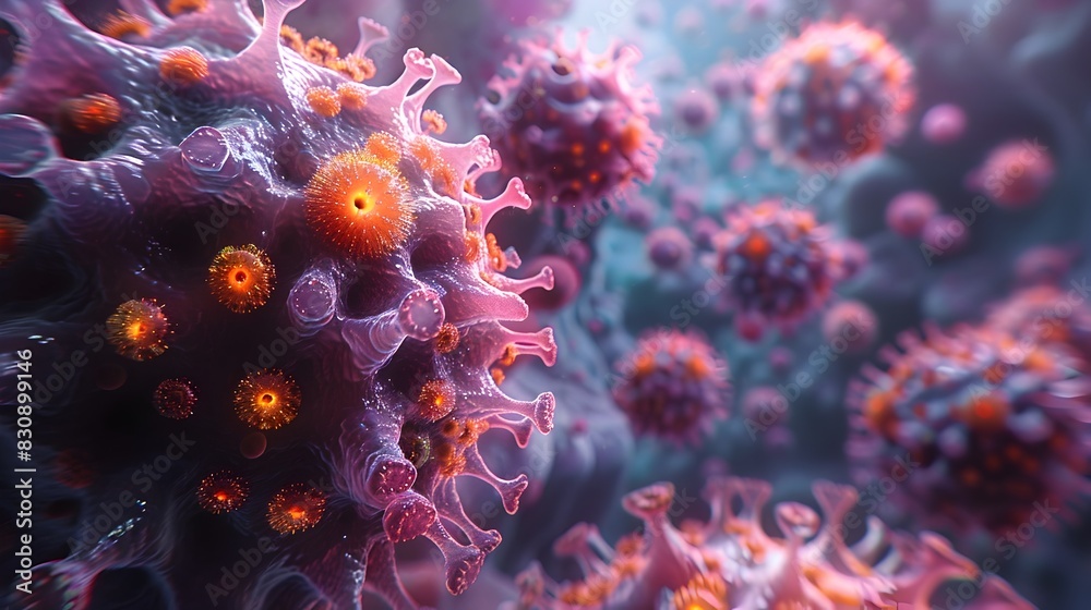 Aufkleber microscopic view of viral pathogen causing global health crisis