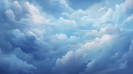 Cumulus clouds in the blue sky close-up, picturesque background cloudy landscape