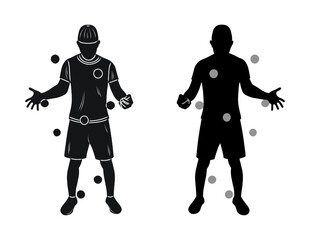 Sketch silhouettes of jugglers while juggling balls
