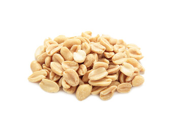 Roasted peanuts isolated on a white background