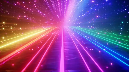 Rainbow light beams in 3D space reflecting LGBTQ_ pride month