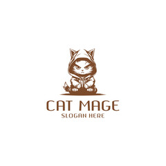 Cat mage logo vector illustration