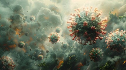 Surreal Microscopic View of COVID 19 Virus Outbreak and Global Pandemic Impact